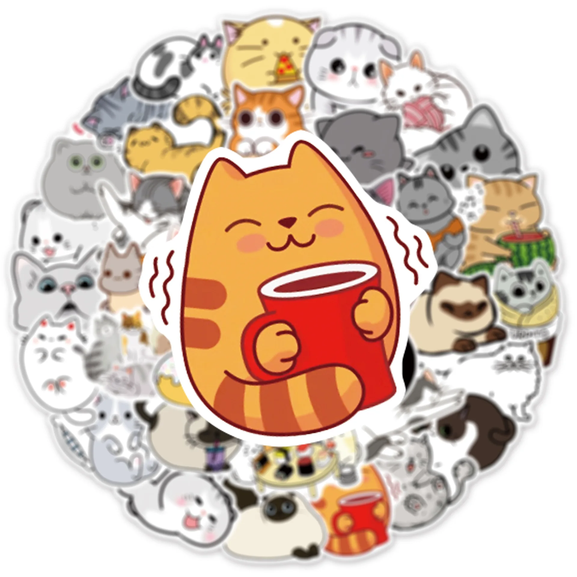 EIROVYA Autocollants Mignons Kawaii de Chat Étanches en Vinyle, Stickers Cartoon pour Ordinateur Portable, Bouteilles d'Eau, Bagages, Vélo - 100 pièces EIROVYA Autocollants Mignons Kawaii de Chat Étanches en Vinyle, Stickers Cartoon pour Ordinateur Portable, Bouteilles d'Eau, Bagages, Vélo - 100 pièces