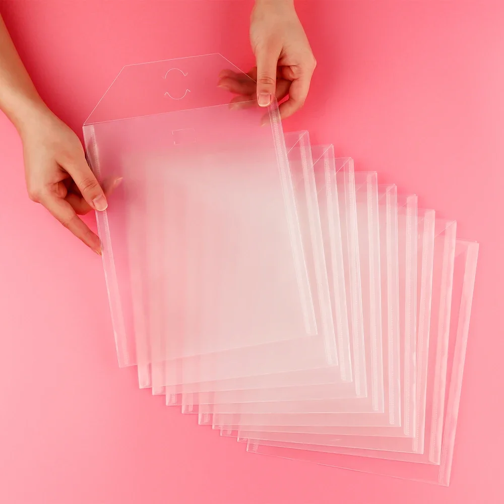 10-50Pcs Storage Pockets Envelopes Plastic Folder Bags for Storaging Dies Stamps Organizer Holders 19.3X23.9Cm Transparent Bags File Folders
