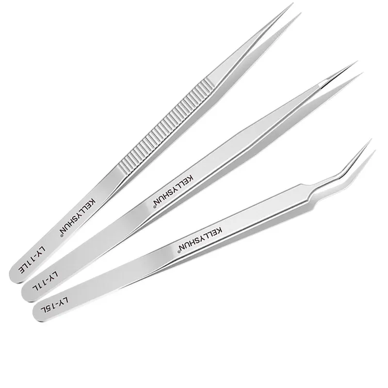 스테인레스 스틸 곡선 뾰족한 핀셋, 정전기 방지, 확장 클립, 두꺼워지고 미끄럼 방지 전자 전화 수리 도구