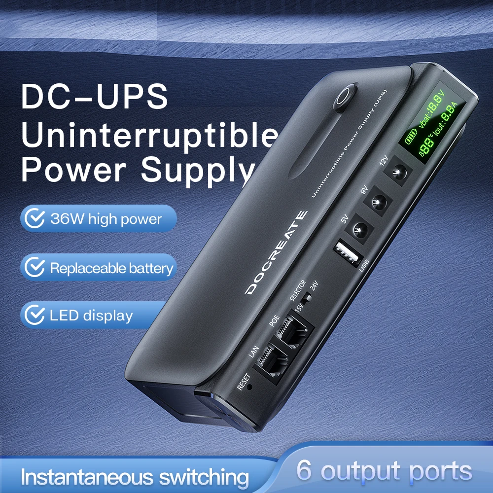 เครื่องสำรองไฟดิจิตอล 36W UPS ระบบจ่ายไฟต่อเนื่อง 5V 9V 12V อะแดปเตอร์สำรองไฟขนาดเล็ก ไม่มีแบตเตอรี่ สำหรับเราเตอร์ WiFi ปลั๊กแบบ EU 1