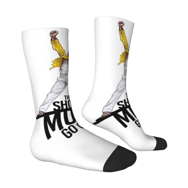 Cool Mens Freddie Mercury Show Dress Socks Unisex Breathbale Warm 3D Print Rock Band Queen Crew Socks