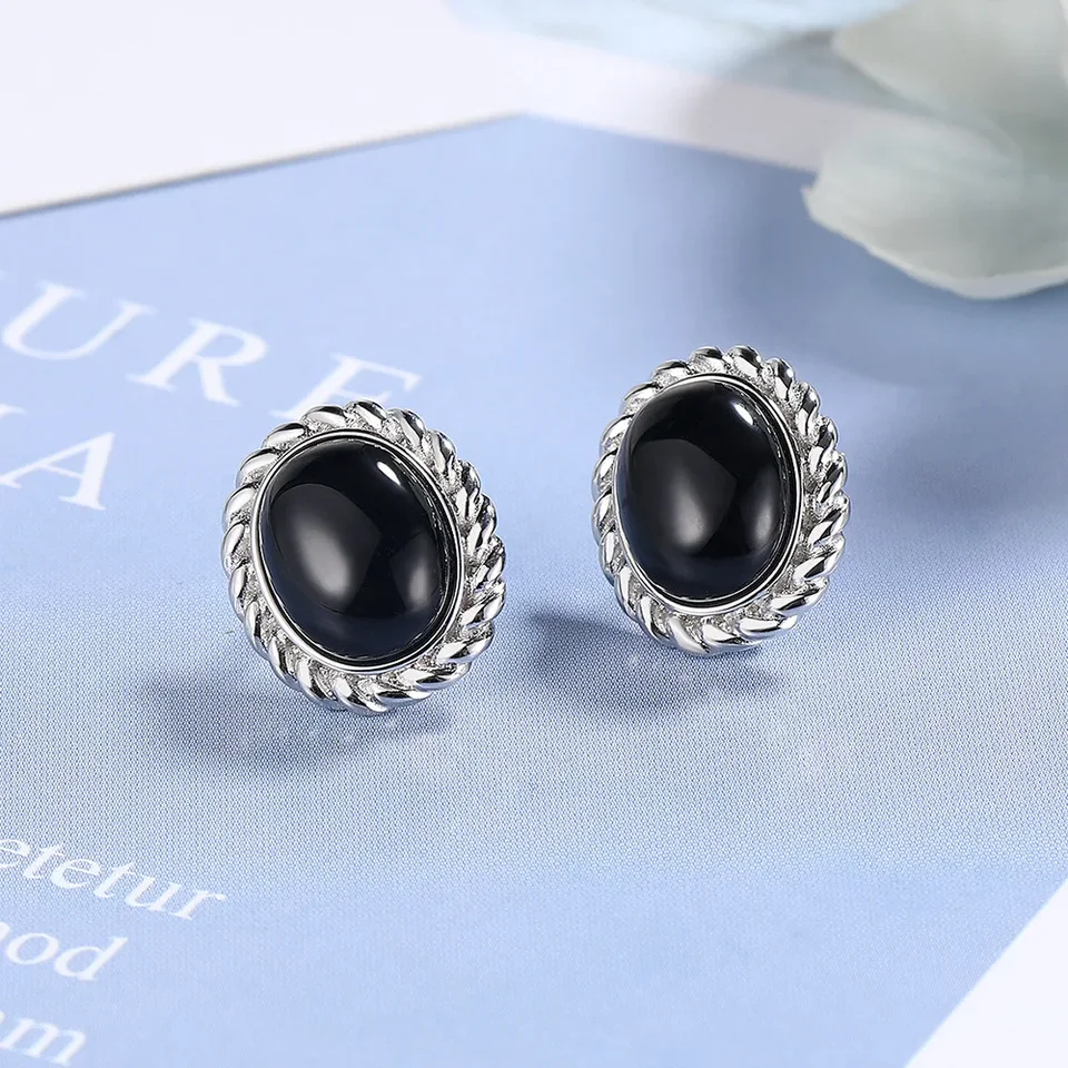 Orecchini A Bottoncino In Argento 925 E Onice Nera – 6mm – Eleganti E Classici