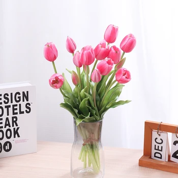 5pcs Real Touch Pink Tulips – High-Quality Silicone Artificial Flowers for Home & Wedding Decor 1