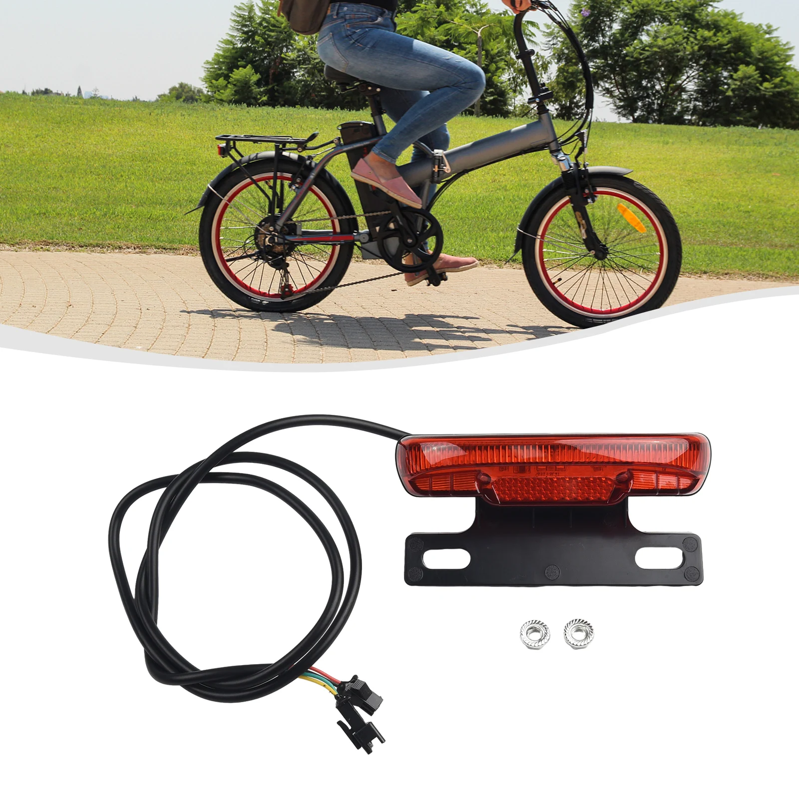

1pc Bike ABS Tail Light 36-48V Ebike Rear LightTail Light Safety Warn Rear Lamp For Electric Bicycle Accessories Parts