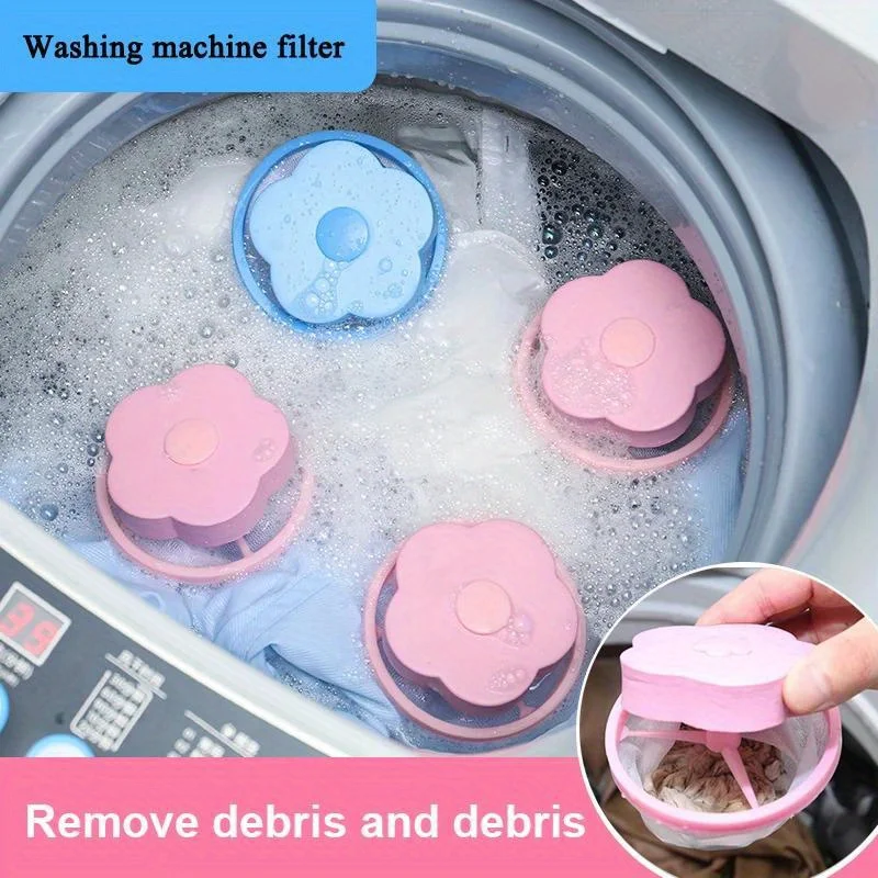 Plum Blossom Washing Machine Filter Remove Dirty Hair Mesh Yarn Laundry Reusable Ball Pet Fur Lint Hair Catcher Clothe Cleaning laundry ball laundry hair catcher