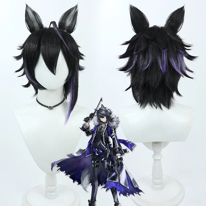 

Парик для косплея аритри вигила, термостойкий, из смешанных синтетических волос, цвет черный/фиолетовый, для Хэллоуина, ролевых игр, стандартный карнавал + шапочка для парика