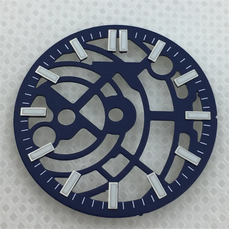 Hollow Skeleton Dial 28.5mm with Multi-Color Design and Green Luminous Features