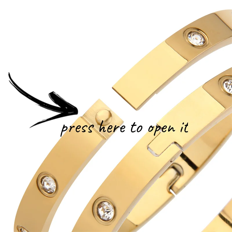 6mm 4mm Stainless Steel Bangles For Women Bracelets On Hand Lady Women's Fashion Jewelry Rhinestone Designer Gift Titanium Steel 4