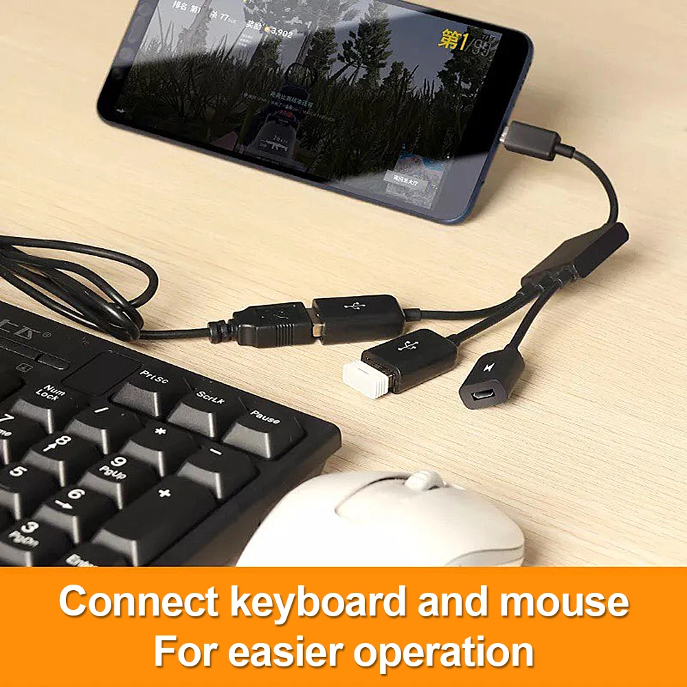 For pubg 3 In 1 Micro OTG USB Port Game Mouse Keyboard Adapter Cable Tablet Black All Tablet Cell Phone For Android