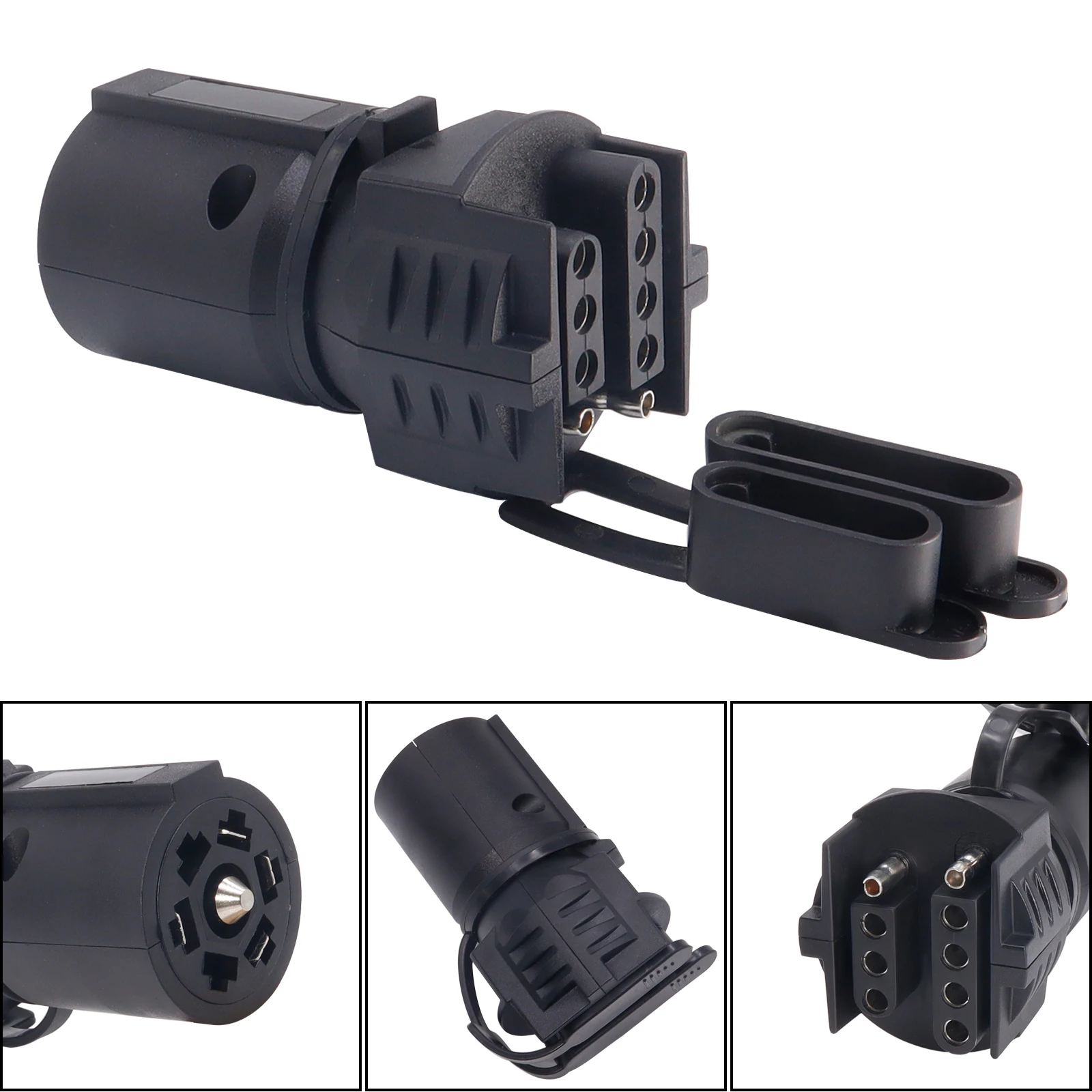 Trailer RV Boat Adapter 7 Way to 4 Way 5 Plug 12V Flat Blade Plug Towing Towbar Tow Hitch Wire Connector Dust cover US trailer plug adapter trailer socket trailer plug socket trailer plug towing adapter towing adaptor