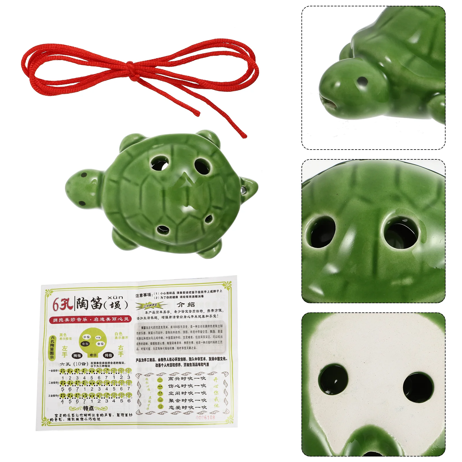 

6 Hole Ocarina Flute Beginners Toys Instrument Kids White Porcelain Turtle Shape