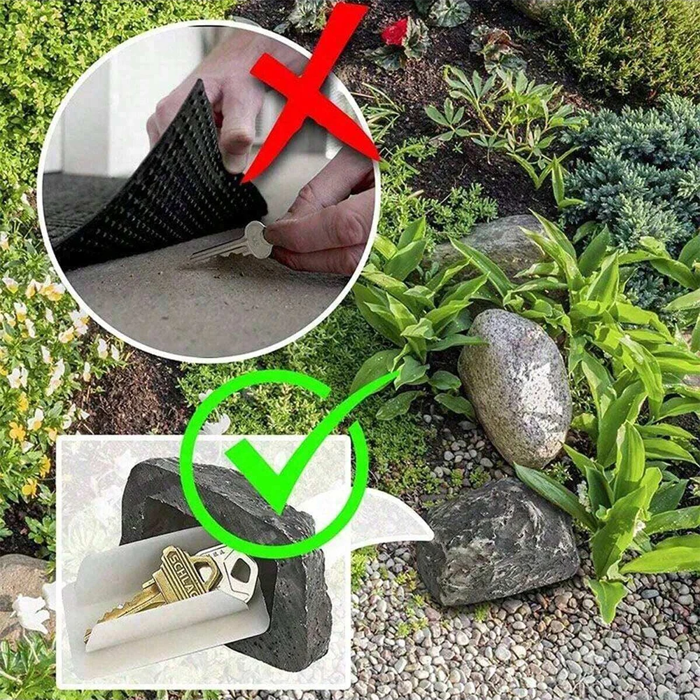 Stone Key Box Simulation Stone Outdoor Courtyard Hidden Door Key Box Small Stone Resin Stone Shape Hidden Home Accessories