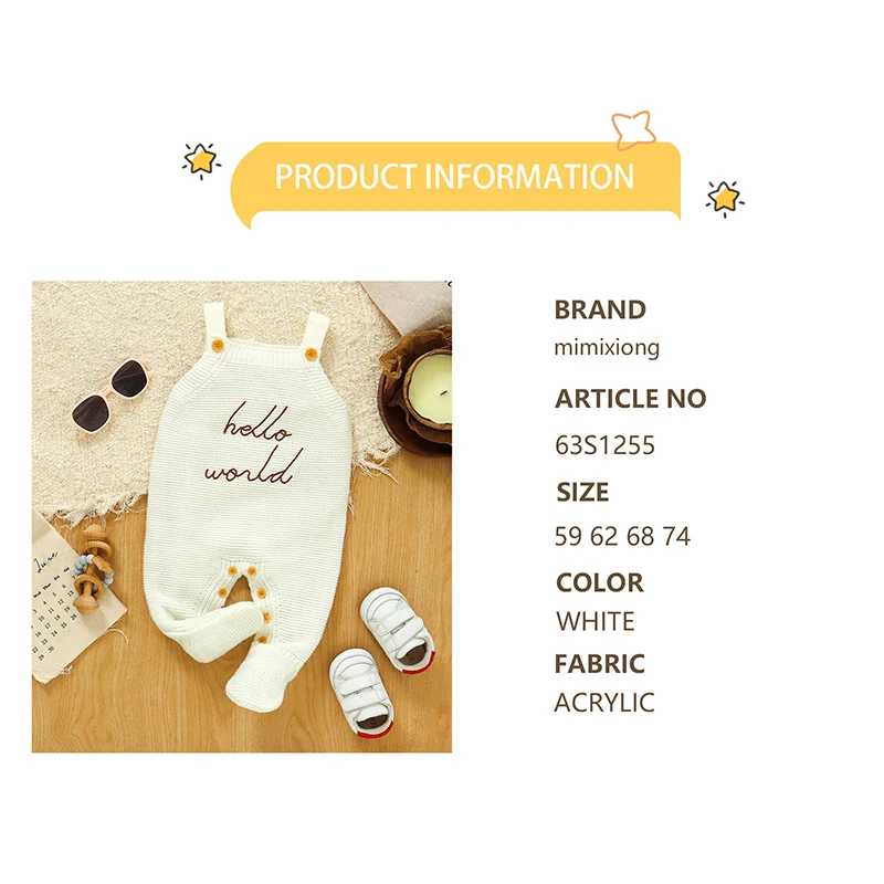 Weißer Baby-Strampler, gestrickt, lässig, ärmellos, für Neugeborene, Jungen und Mädchen, Träger-Overalls, Playsuits, 0–18 Monate, einteiliges Kleinkind-Outfit-Kostüm – Detail 1