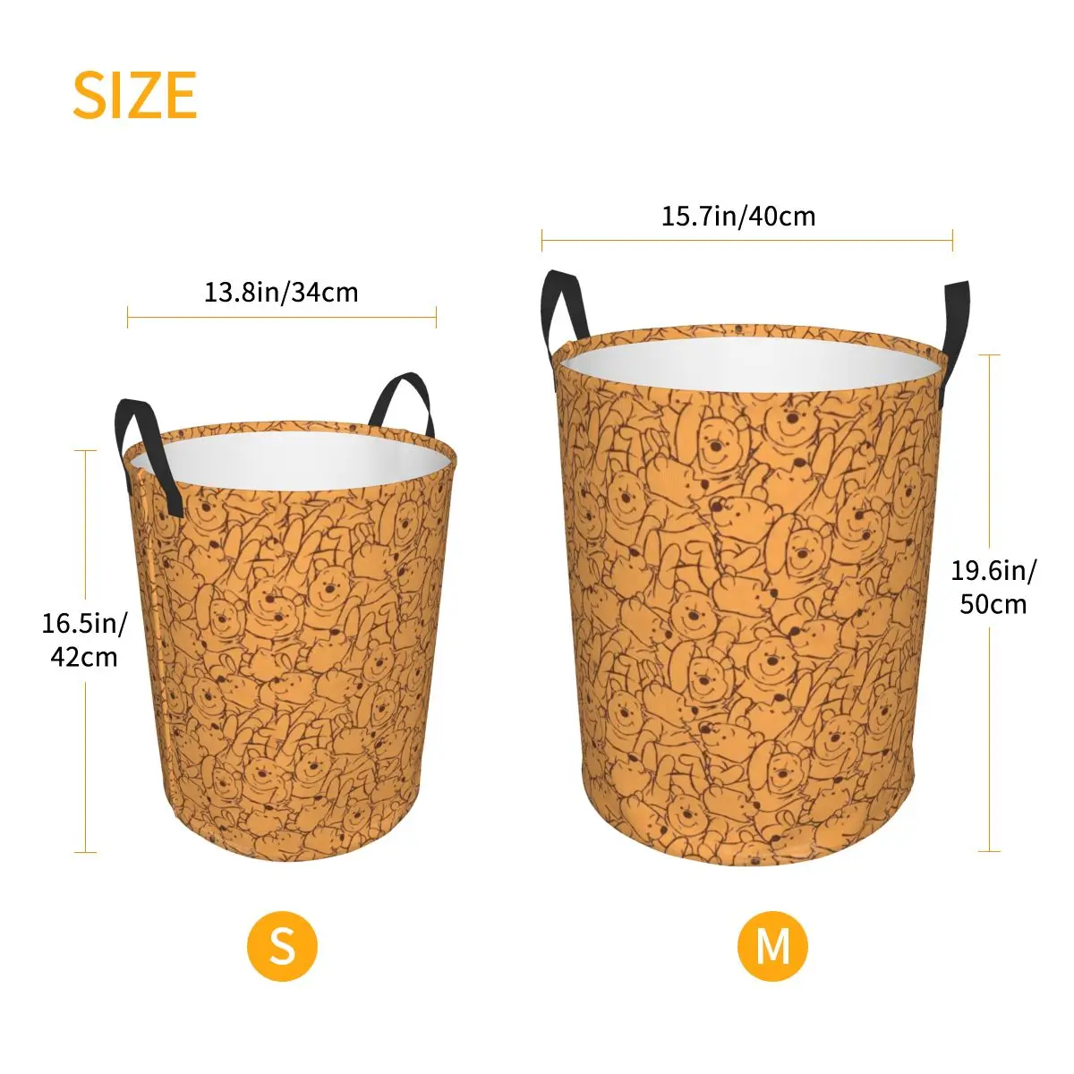 Custom Winnie Pooh Bear Pattern Laundry Basket Collapsible Clothing Hamper Toys Organizer Storage Bins 6