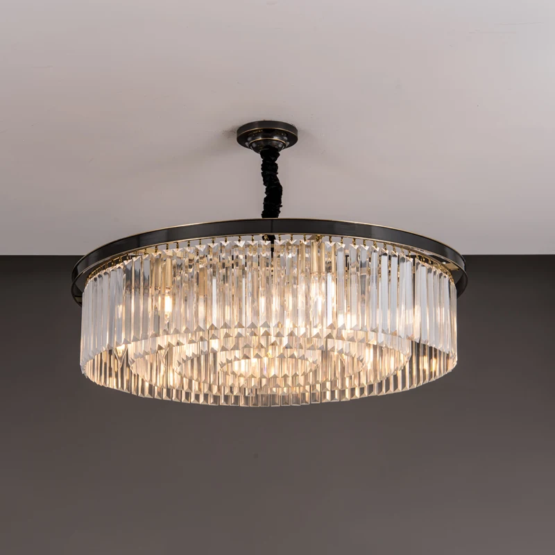 

Biewalk Modern Luxury Copper Crystal Chandelier Simple Dining Room Living Room Atmosphere Bedroom Creative Indoor LED Lamps