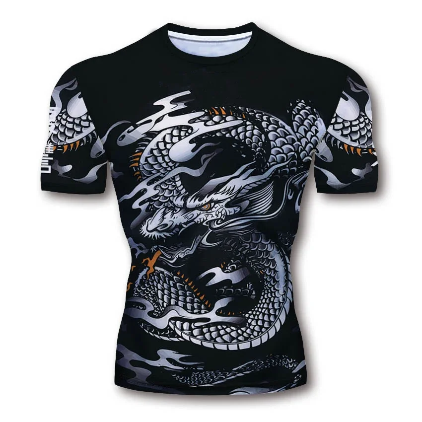 

Summer Men's T Shirt Casual Short Sleeve Dragon Pattern Print Fashion O-Neck Pullover Street Loose Clothing Oversized Sportshirt