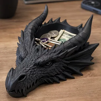 Cool Gothic Dragon Head Desktop Decor, Dark Series Jewelry Storage Organizer, Home Ornament 1