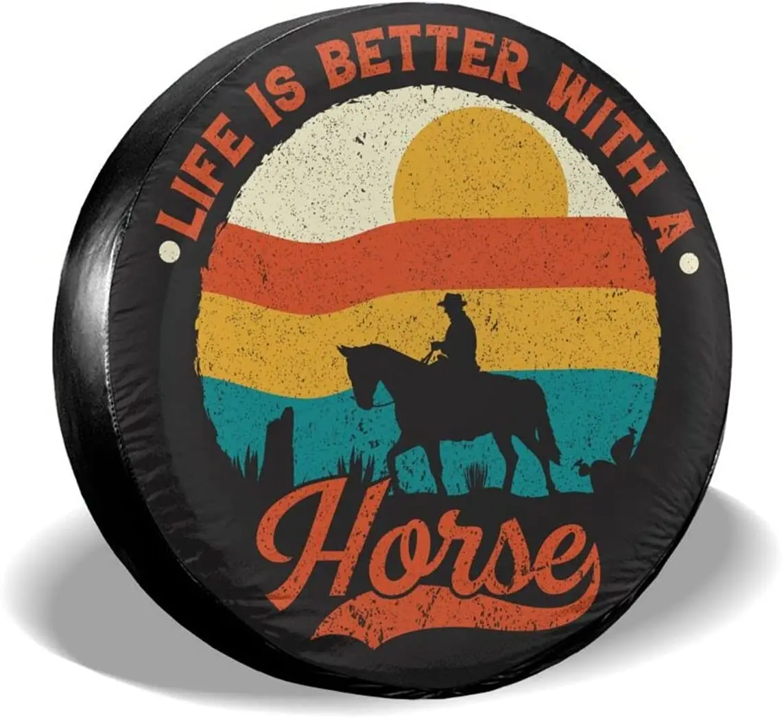 

Delerain Horse Lovers Spare Tire Covers for Car RV Trailer SUV Truck and Many Vehicle, Wheel Covers Sun Protector Waterproof (1