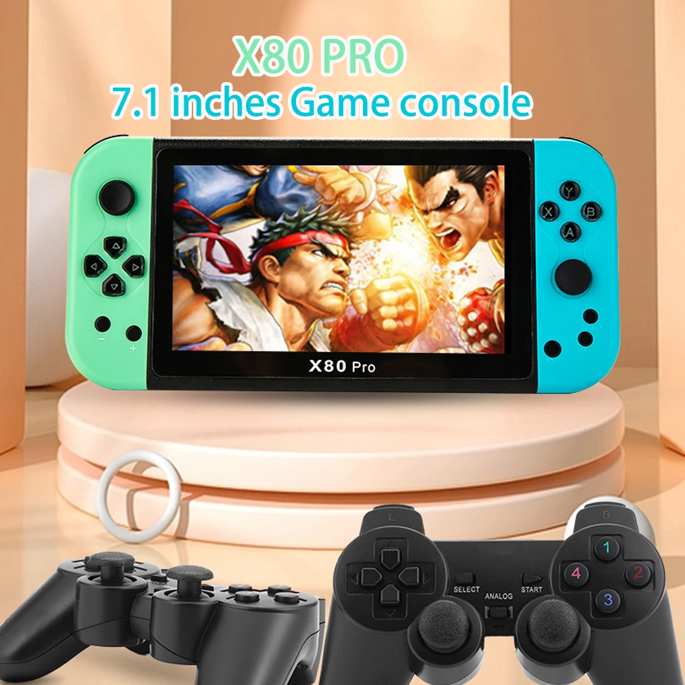 

X80 PRO 7-дюймовый HD большой экран аркадная четырехъядерная портативная игровая консоль 16 Гб встроенные 20000 + Ретро игры PS/MAME HD TV Out