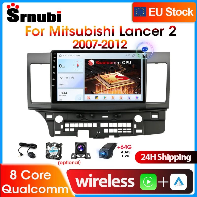 Srnubi Radio samochodowe dla Mitsubishi Lancer 10 CY Bezprzewodowy odtwarzacz multimedialny CarPlay Auto GPS Bluetooth Head Unit Stereo