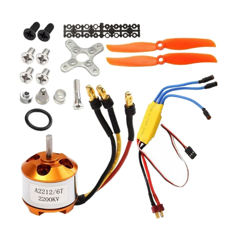 2212 2200KV 모터 + 30A ESC + 6035 프로펠러 + 프로펠러 보호기 RC 비행기 모터 교체 액세서리 용 전기 모터 키트