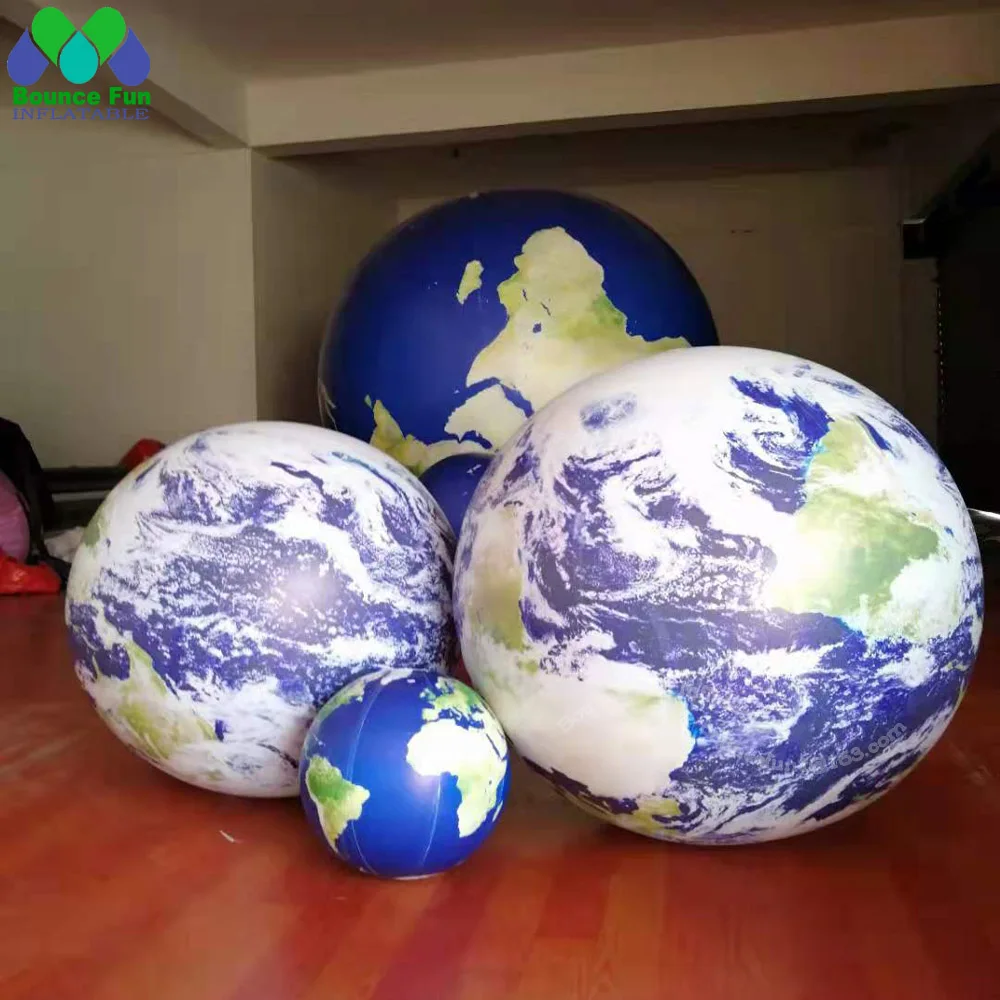 Airtight PVC Inflatable Earth Ball With Led Lights Giant Inflatable Earth Globe Solar System Planet Balloon For Party Decoration 3