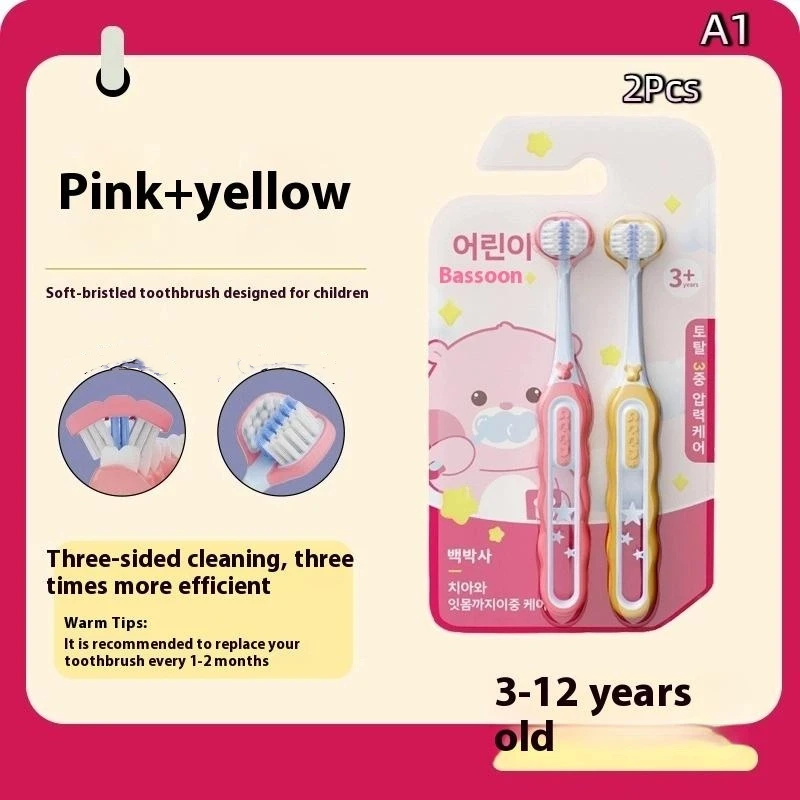 2/4 adet çocuk Diş Fırçası Üç taraflı Yumuşak Kıl Diş Beyazlatma Fırçaları 3-12 Yaş arası Çocuklar Için Diş Ağız Bakımı