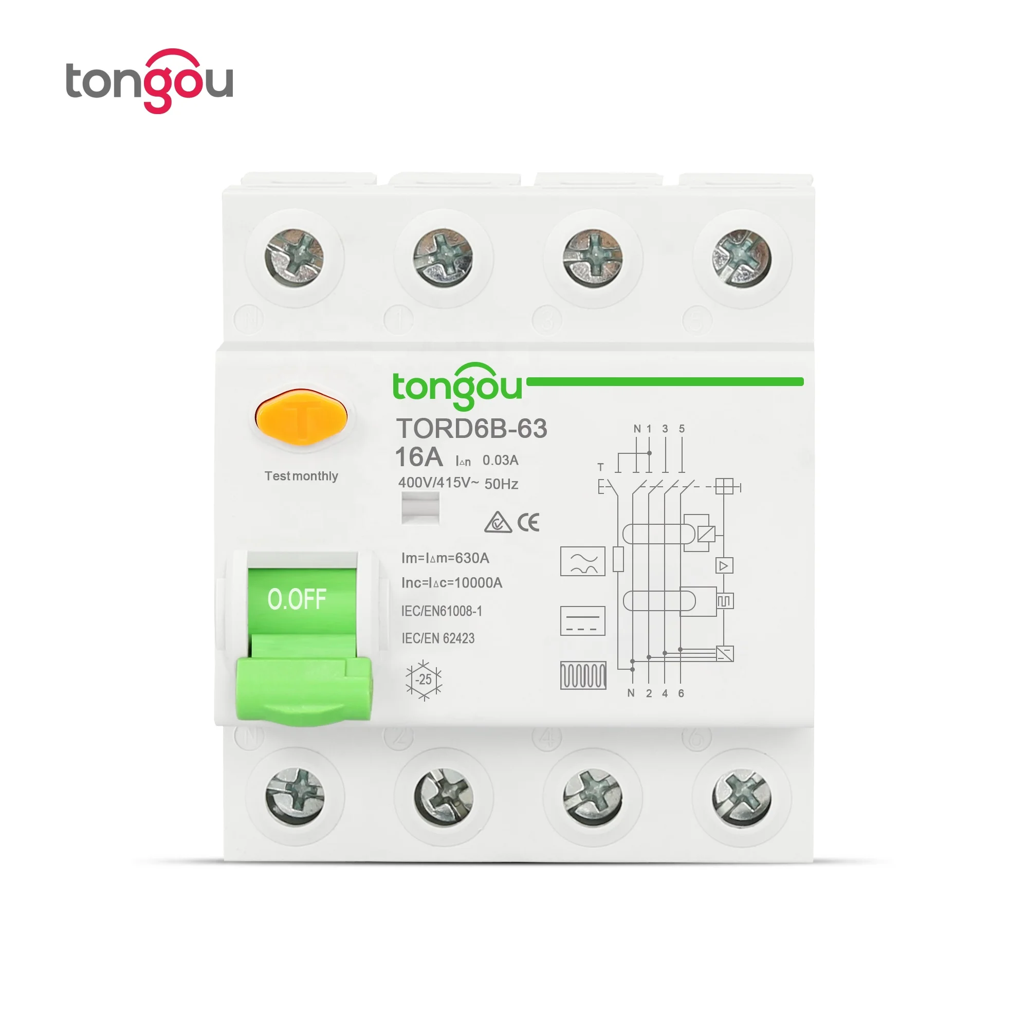 

RCD Type B RCCB 2P 4P 63 Amp 10KA 230V 400V 30mA Residual Current Circuit Breaker TORD6B-63