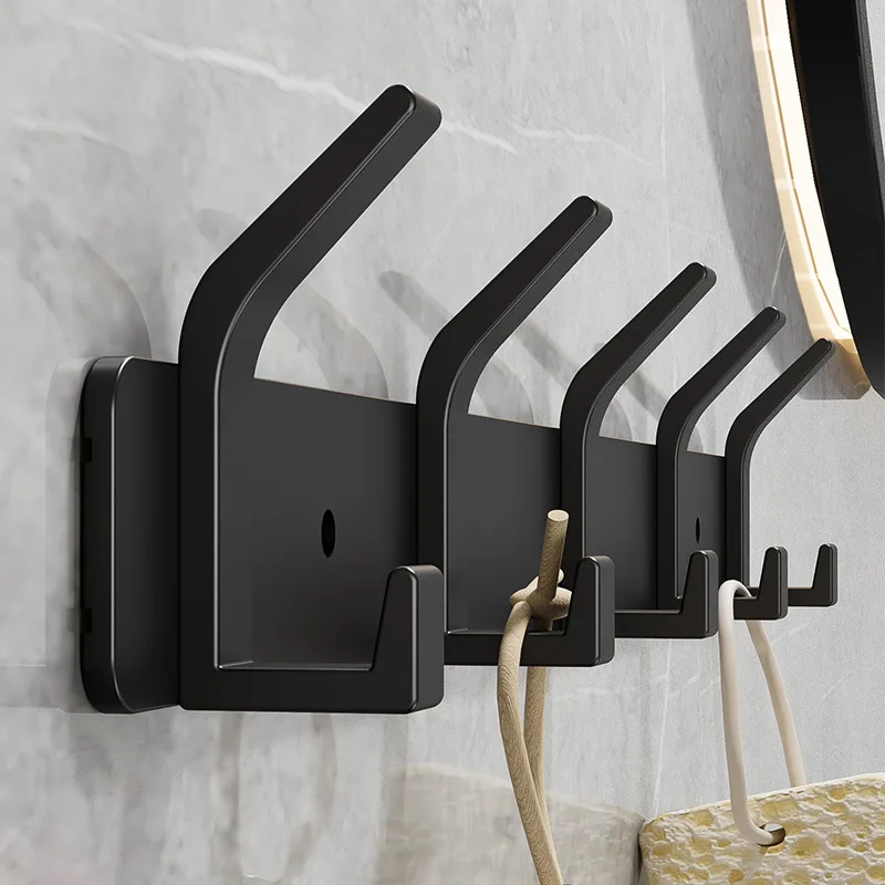 Double Layer Heavy-Duty Hanger, Suitable For Clothes, Hats, Umbrellas, And Keys-Black Metal Storage Rack With Multiple Hooks
