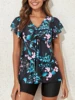 Floral Tankini 2025 Two Pieces Ruffle Swimsuit Women With Shorts High Waist Swimwear Female Bathing Suit Mayo Beach Bathers