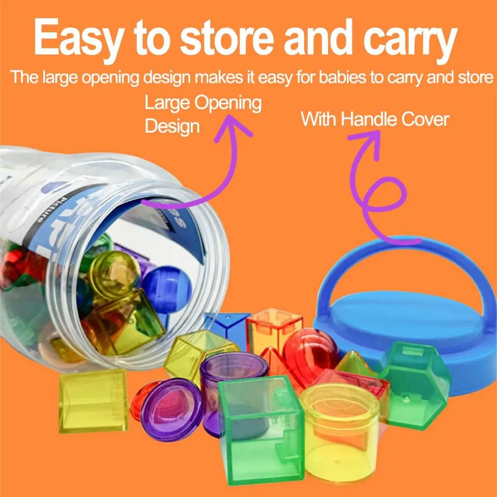 3D Kid Montessori Toy Creative Translucent Montessori Table Toys Geometric Shapes Blocks Sensory Activity Sensory Learning Toy