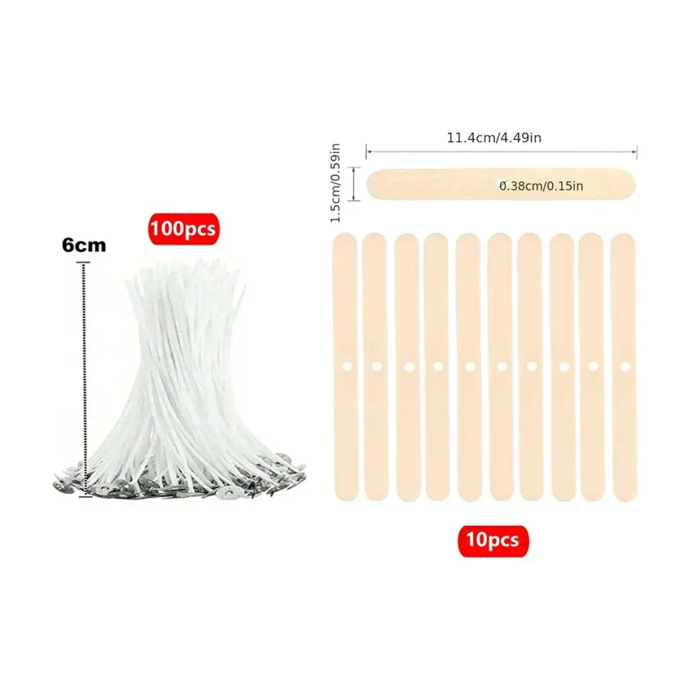 110-Piece Smokeless Candle Wick Set - Cotton Core Wax Line and Holder Kit