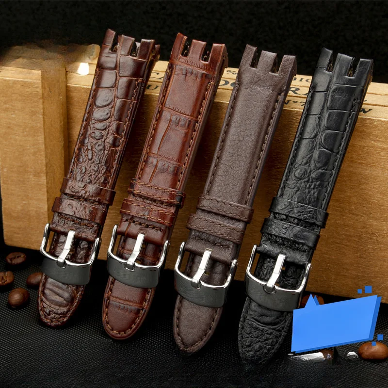 Originale Per Swatch Yrs403 412 402G Impermeabile Antisudore Cinturino In Vera Pelle Da Uomo Curvo Concavo Sostituire Gli Accessori