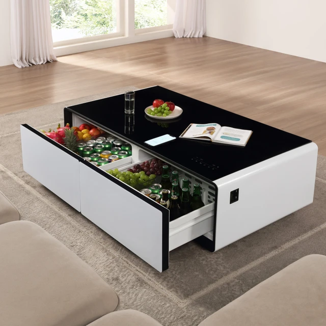 Table basse intelligente avec réfrigérateur intégré, haut-parleur  Bluetooth, technologie de charge sans fil, panneau de commande tactile,  prise de courant, USB - AliExpress