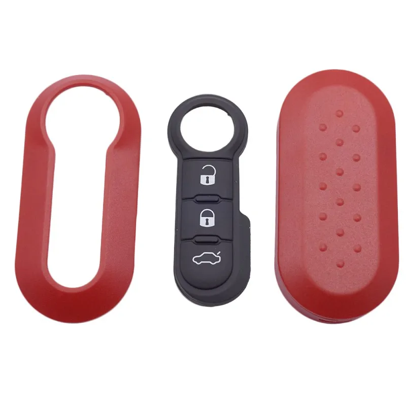 Xinyuexin 3 Buttons Remote Car Key Shell Case for Fiat 500 Panda Punto Bravo Replacement Plastic Key Case Rubber Button Pad