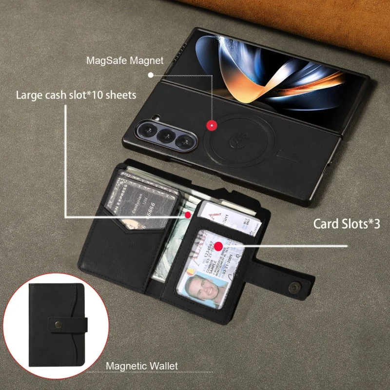 MagSafe Wireless Charging Wallet Card Phone Case For Samsung Galaxy Z Fold 7 6 5 4 3 Fold7 Fold6 Fold5 Flip Purse Holder Cover | Gaffar India