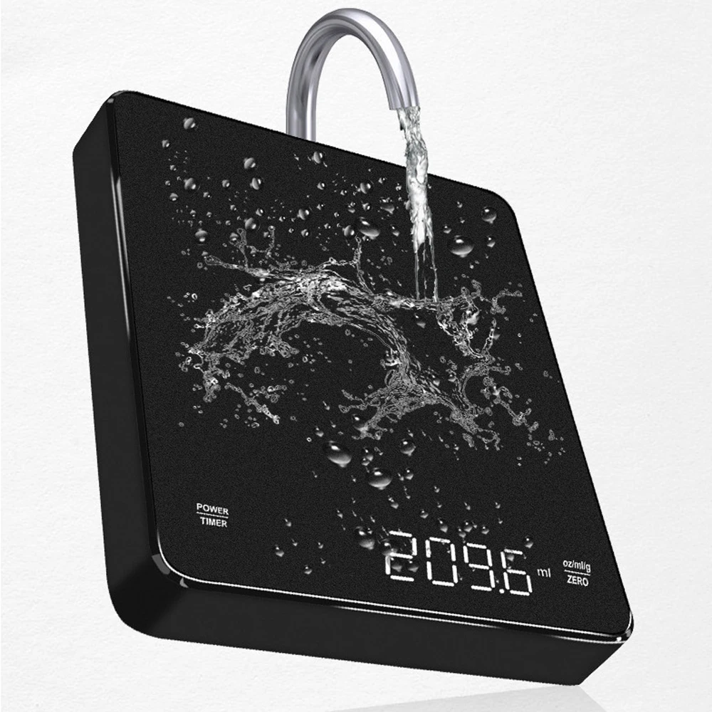 미러 + 기본 + 전자 저울 내장 자동 타이머 부어 에스프레소 스마트 LED 스크린 커피 저울 주방 3kg, 2022