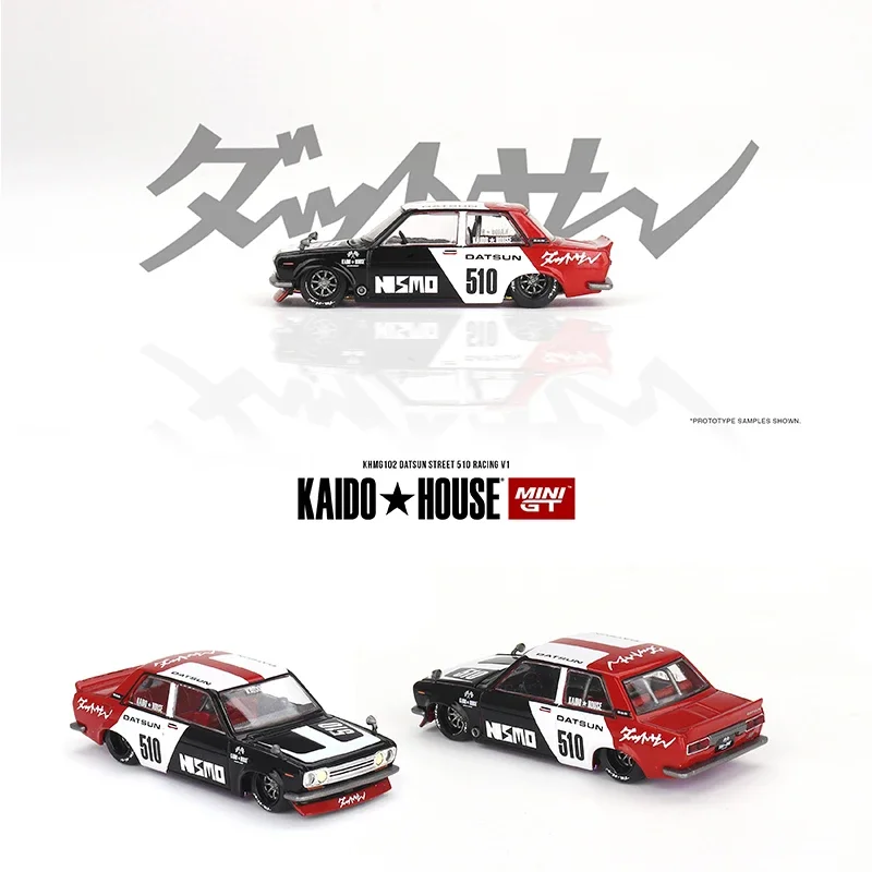 

MINIGT Kaido House 102 1:64 Datsun Street 510 Racing V1 Openable Hood Alloy Car Model Toys Sent Within 24 Hours