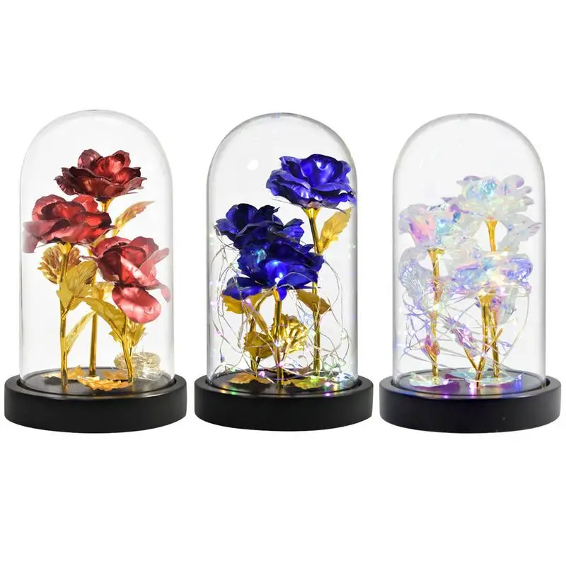 

Rose In Glass Dome Forever Flower In Glass Artificial Rose With LED Lights Sweet Gift For Mom Wife Girlfriend Friend Her On