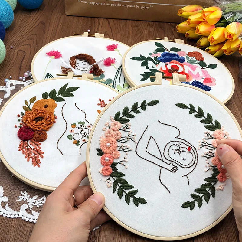 Embroidery Starter Kit Craft Kit Round Cross Stitch Sewing Kit DIY Embroidery Starter Set Birthday Gifts for Mom Mothers Day