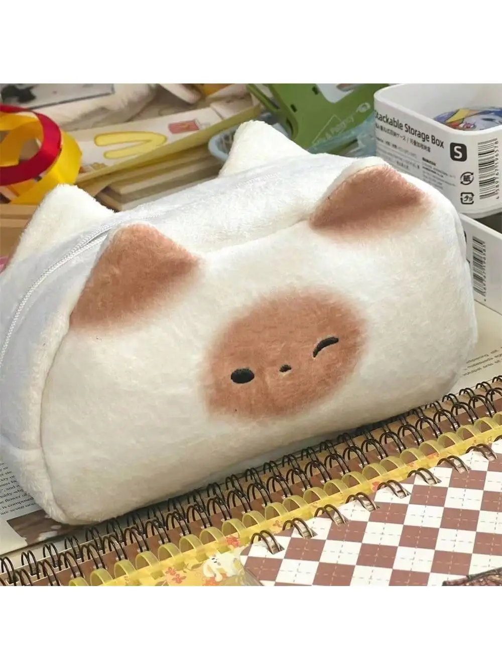 1pc 베이킹 빵 모양의 고양이 펜 가방 i 문구 가방 학생 문구 보관 가방