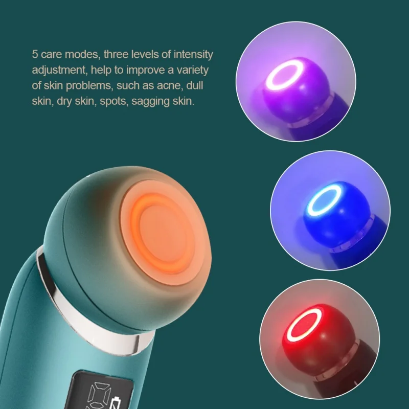 LED Light Beauty Device Hot Compress Skin Care Wrinkle Removal EMS Face Lifting Massager