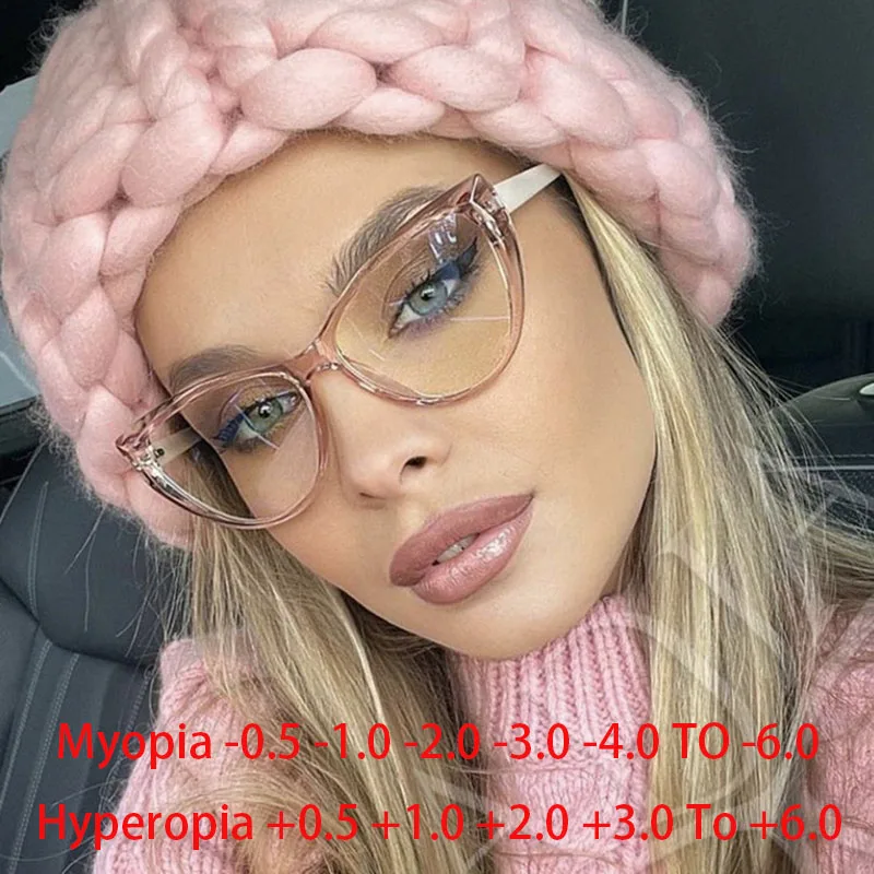 Retra Cat Eye Frame Clear Lens Glasses Simple Myopia Nerd Spectacles Degree -0.5 -1.0 -2.0 -3.0 -4.0 to -6.0 2