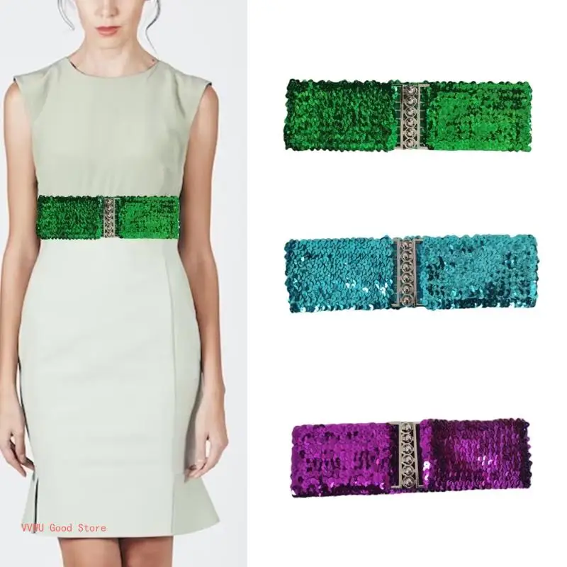 

Adjustable Belt Sequins Belt Party Dress Decorative Waist Band Accessory