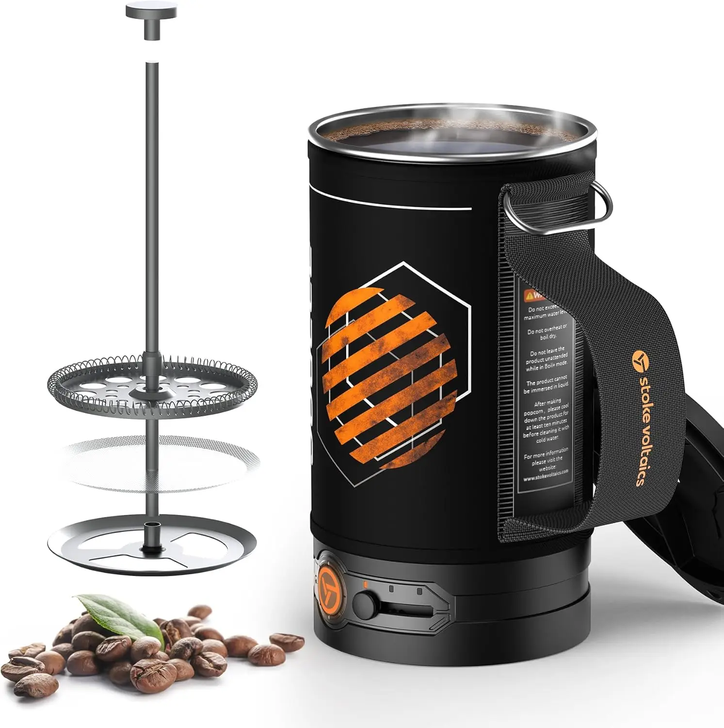 Pot, French Press Coffee Maker, Small Portable Travel Water Boiler Cooker, 30 oz Electric Tea Kettle for boiling water, Popcorn