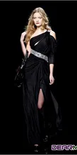 

free shipping 2018 fashion vestidos formal beaded one shoulder black long elegant evening party gown mother of the bride dresses