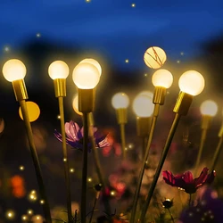 Lot de 2 lampes LED solaires étanches en forme de lucioles, guirlande de lumière féerique, luminaire décoratif d'extérieur, idéal pour un jardin, un nouvel an ou des vacances 