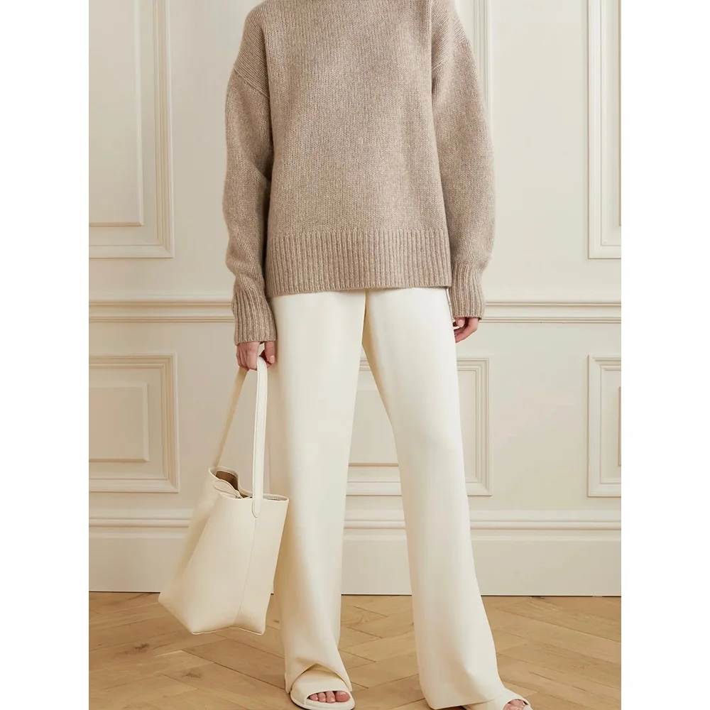 

Women's 2023 Autumn and Winter New Kendall Same Classic Basic Cashmere Blend Loose Wide Knit Sweater