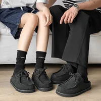 Sabots en cuir suédé de vache pour femmes et hommes, pantoufles d'été à enfiler, plates, à talons bas, confortables, mocassins souples à lacets 2