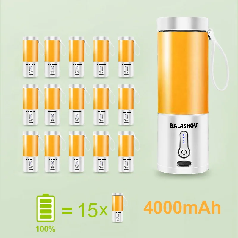 530ML Electric Juicer Portable Smoothie Blender USB Rechargeable Multifunction Fruit Mixer Machine Mini Juicer Maker Blender Cup 4